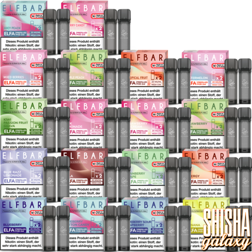 Elf Bar ELFA - Liquid Pod Probierset - 18 Sorten / 36 Liquid Pods - Nikotin 20 mg Elf Bar ELFA - Liquid Pod Probierset - 18 Sorten / 36 Liquid Pods - Nikotin 20 mg