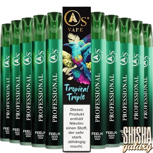 O´s Vape O´s Vape - Tropical Triple - 10er Packung / Display (Sparset) - Einweg E-Shisha - 750 Züge / Nikotin 20 mg