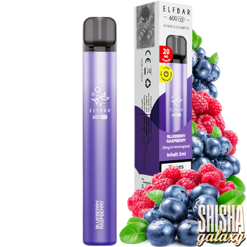 Elf Bar 600 V2 Elf Bar V2 - Blueberry Raspberry - 10er Packung / Display (Sparset) - Einweg E-Shisha - 600 Züge / Nikotin 20 mg