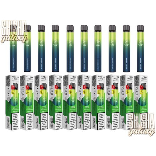 Elf Bar 600 V2 Elf Bar V2 - Blue Razz Lemonade - 10er Packung / Display (Sparset) - Einweg E-Shisha - 600 Züge / Nikotin 20 mg