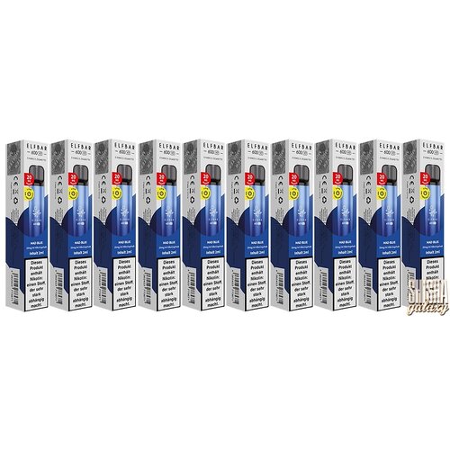 Elf Bar 600 V2 Elf Bar V2 - Mad Blue - 10er Packung / Display (Sparset) - Einweg E-Shisha - 600 Züge / Nikotin 20 mg