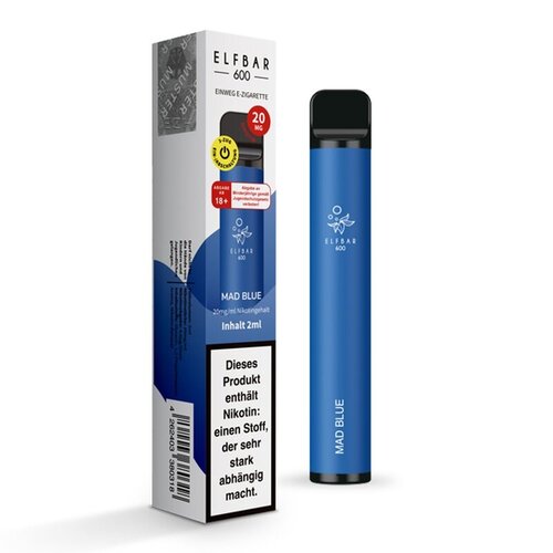 Elf Bar 600 V2 Elf Bar V2 - Mad Blue - 10er Packung / Display (Sparset) - Einweg E-Shisha - 600 Züge / Nikotin 20 mg