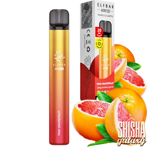 Elf Bar 600 V2 Elf Bar V2 - Pink Grapefruit - 10er Packung / Display (Sparset) - Einweg E-Shisha - 600 Züge / Nikotin 20 mg