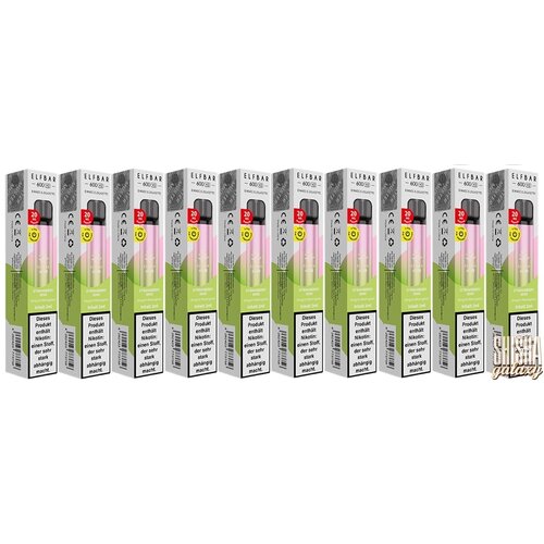 Elf Bar 600 V2 Elf Bar V2 - Strawberry Kiwi - 10er Packung / Display (Sparset) - Einweg E-Shisha - 600 Züge / Nikotin 20 mg