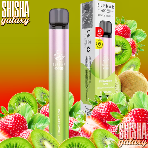 Elf Bar 600 V2 Elf Bar V2 - Strawberry Kiwi - 10er Packung / Display (Sparset) - Einweg E-Shisha - 600 Züge / Nikotin 20 mg