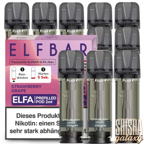 Elf Bar ELFA - Strawberry Grape - Liquid Pod - Nikotin 20 mg - 10er Pack