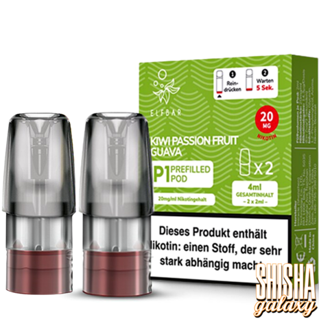 Elfbar Elfbar - P1 - Mate 500 - Kiwi Passion Fruit Guava - Liquid Pod - 2 ml - Nikotin 20 mg - 2er Pack (4ml)