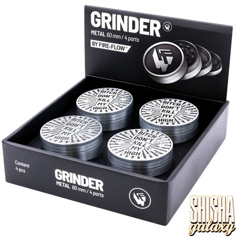 Fire Flow Fire Flow - Metall Grinder - Bitch Dont Kill My High - Ø 60 mm - 4 Teilig - Silver Fire Flow Fire Flow - Metall Grinder - Bitch Dont Kill My High - Ø 60 mm - 4 Teilig - Silver
