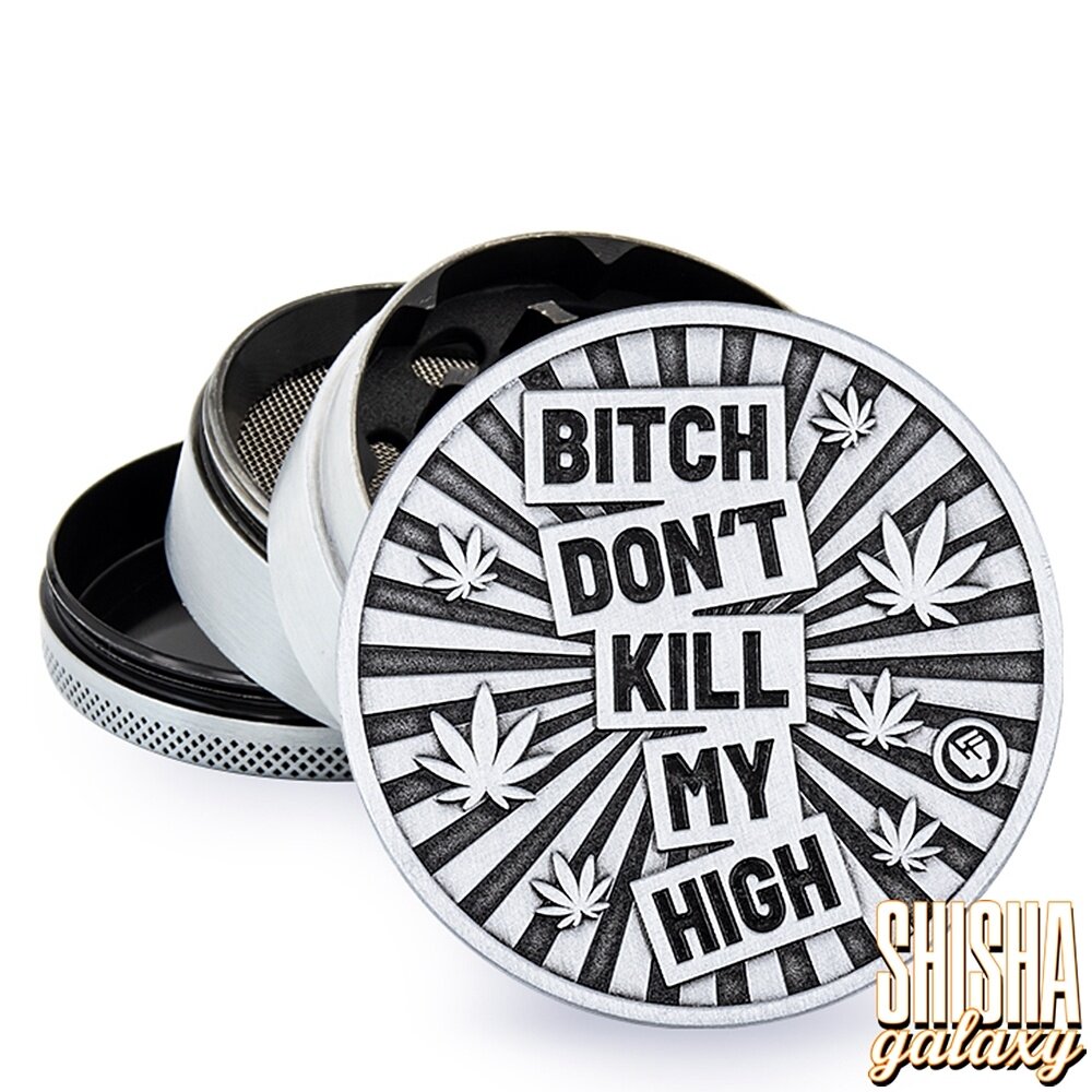 Fire Flow Fire Flow - Metall Grinder - Bitch Dont Kill My High - Ø 60 mm - 4 Teilig - Silver Fire Flow Fire Flow - Metall Grinder - Bitch Dont Kill My High - Ø 60 mm - 4 Teilig - Silver