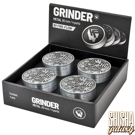 Fire Flow Fire Flow - Metall Grinder - THC Molecules - Ø 60 mm - 4 Teilig - Silver