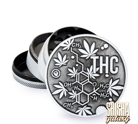 Fire Flow Metall Grinder - THC Molecules - Ø 60 mm - 4 Teilig - Silver Fire Flow Metall Grinder - THC Molecules - Ø 60 mm - 4 Teilig - Silver