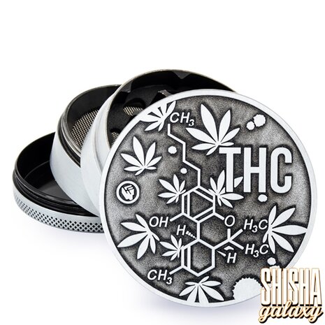 Fire Flow Fire Flow - Metall Grinder - THC Molecules - Ø 60 mm - 4 Teilig - Silver