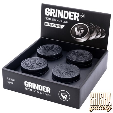 Fire Flow Fire Flow - Metall Grinder - Black Leaves 36 - Ø 50 mm - 4 Teilig - Black Fire Flow Fire Flow - Metall Grinder - Black Leaves 36 - Ø 50 mm - 4 Teilig - Black