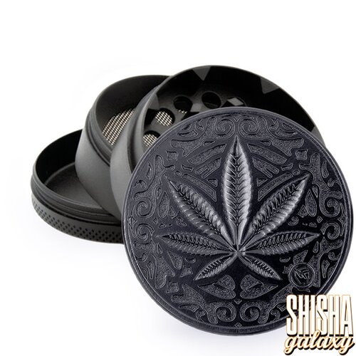 Fire Flow Metall Grinder - Trance Leaf - Ø 50 mm - 4 Teilig - Black