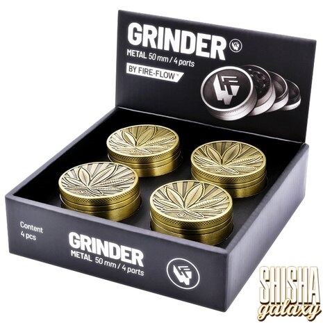 Fire Flow Fire Flow - Metall Grinder - Highlife - Ø 50 mm - 4 Teilig - Gold
