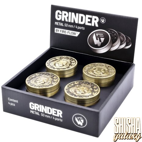 Fire Flow Fire Flow - Metall Grinder - Lion - Ø 50 mm - 4 Teilig - Gold Fire Flow Fire Flow - Metall Grinder - Lion - Ø 50 mm - 4 Teilig - Gold