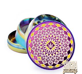 Fire Flow Metall Grinder - Icy Leaf Pattern - Ø 50 mm - 4 Teilig - Rainbow Fire Flow Metall Grinder - Icy Leaf Pattern - Ø 50 mm - 4 Teilig - Rainbow