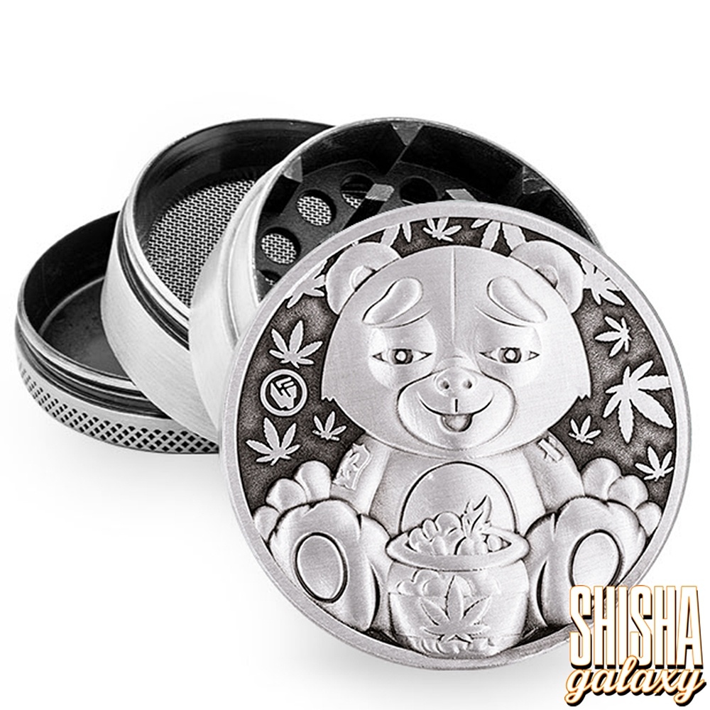 Fire Flow - Metall Grinder - 420 Teddy -  50 mm - 4 Teilig - Silver -  Shisha Galaxy