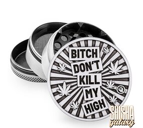 Fire Flow Metall Grinder - Bitch Dont Kill My High - Ø 50 mm - 4 Teilig - Silver Fire Flow Metall Grinder - Bitch Dont Kill My High - Ø 50 mm - 4 Teilig - Silver