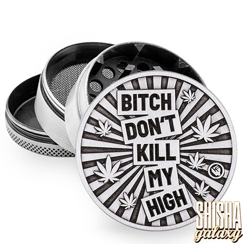 Fire Flow Fire Flow - Metall Grinder - Bitch Dont Kill My High - Ø 50 mm - 4 Teilig - Silver