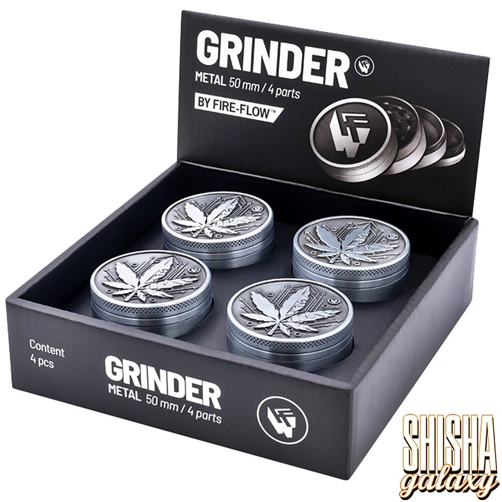 Fire Flow Fire Flow - Metall Grinder - Geometrical Leaf - Ø 50 mm - 4 Teilig - Silver Fire Flow Fire Flow - Metall Grinder - Geometrical Leaf - Ø 50 mm - 4 Teilig - Silver