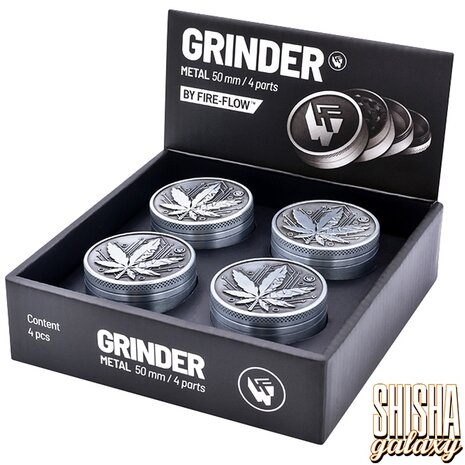 Fire Flow Fire Flow - Metall Grinder - Geometrical Leaf - Ø 50 mm - 4 Teilig - Silver Fire Flow Fire Flow - Metall Grinder - Geometrical Leaf - Ø 50 mm - 4 Teilig - Silver