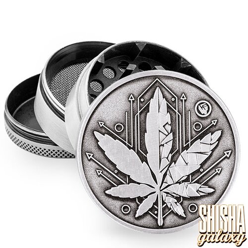 Fire Flow Metall Grinder - Geometrical Leaf - Ø 50 mm - 4 Teilig - Silver