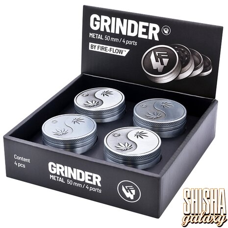 Fire Flow Fire Flow - Metall Grinder - Yin Yang - Ø 50 mm - 4 Teilig - Silver Fire Flow Fire Flow - Metall Grinder - Yin Yang - Ø 50 mm - 4 Teilig - Silver