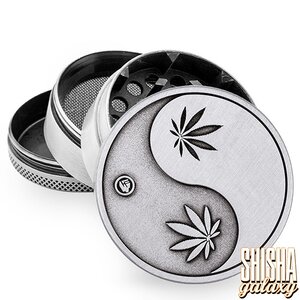 Fire Flow Metall Grinder - Yin Yang - Ø 50 mm - 4 Teilig - Silver