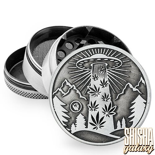 Fire Flow Metall Grinder - 420 Aliens - Ø 50 mm - 4 Teilig - Silver