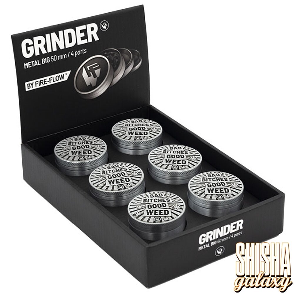Fire Flow Fire Flow - Metall Grinder - Bad Bitches Good Weed - Ø 50 mm - 4 Teilig - Silver Fire Flow Fire Flow - Metall Grinder - Bad Bitches Good Weed - Ø 50 mm - 4 Teilig - Silver