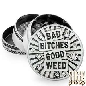 Fire Flow Metall Grinder - Bad Bitches Good Weed - Ø 50 mm - 4 Teilig - Silver