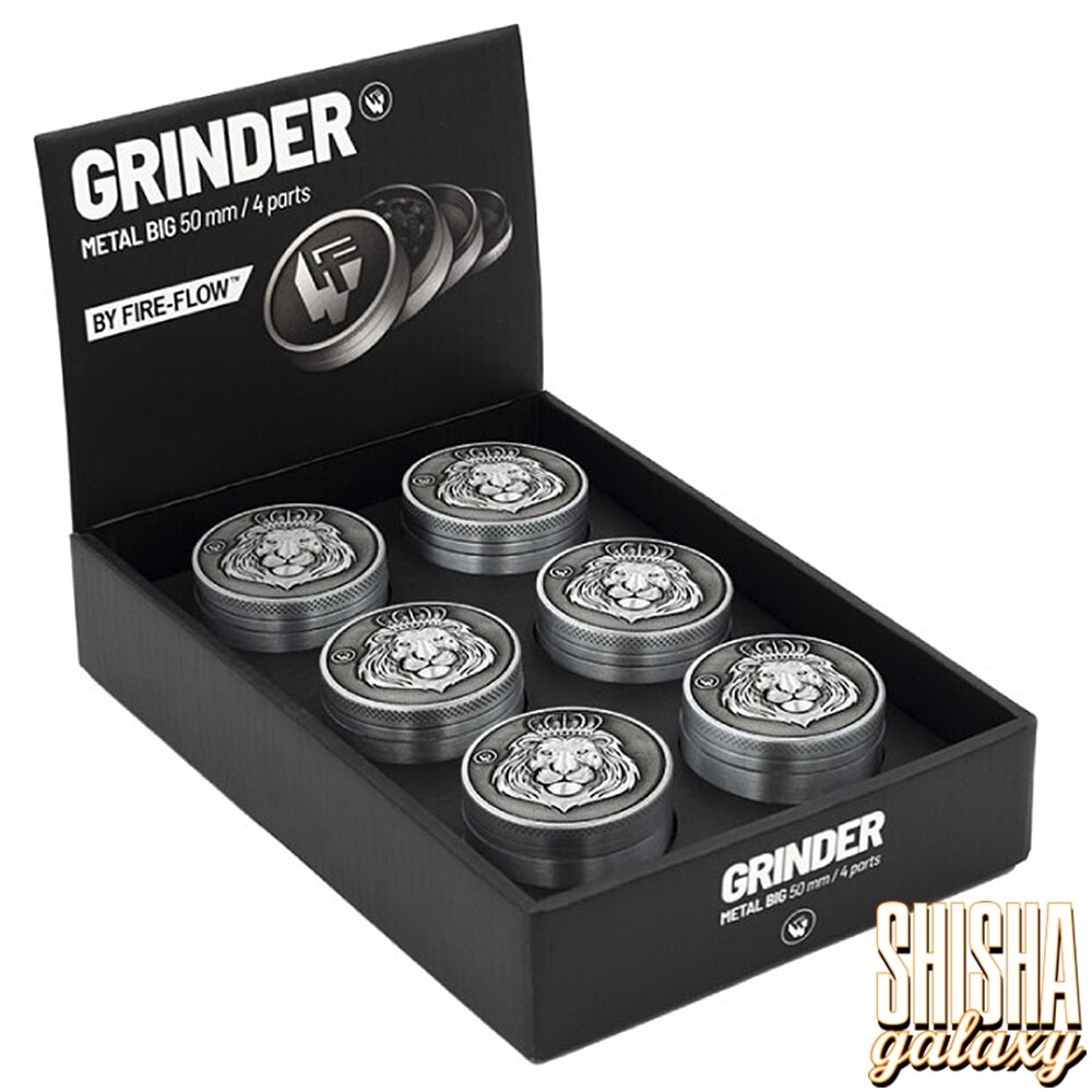 Fire Flow Fire Flow - Metall Grinder - Rasta Lion - Ø 50 mm - 4 Teilig - Silver