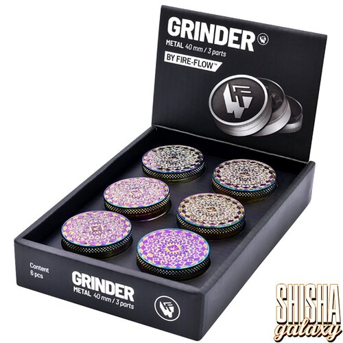 Fire Flow Fire Flow - Metall Grinder - Icy Leaf Pattern - Ø 40 mm - 3 Teilig - Rainbow