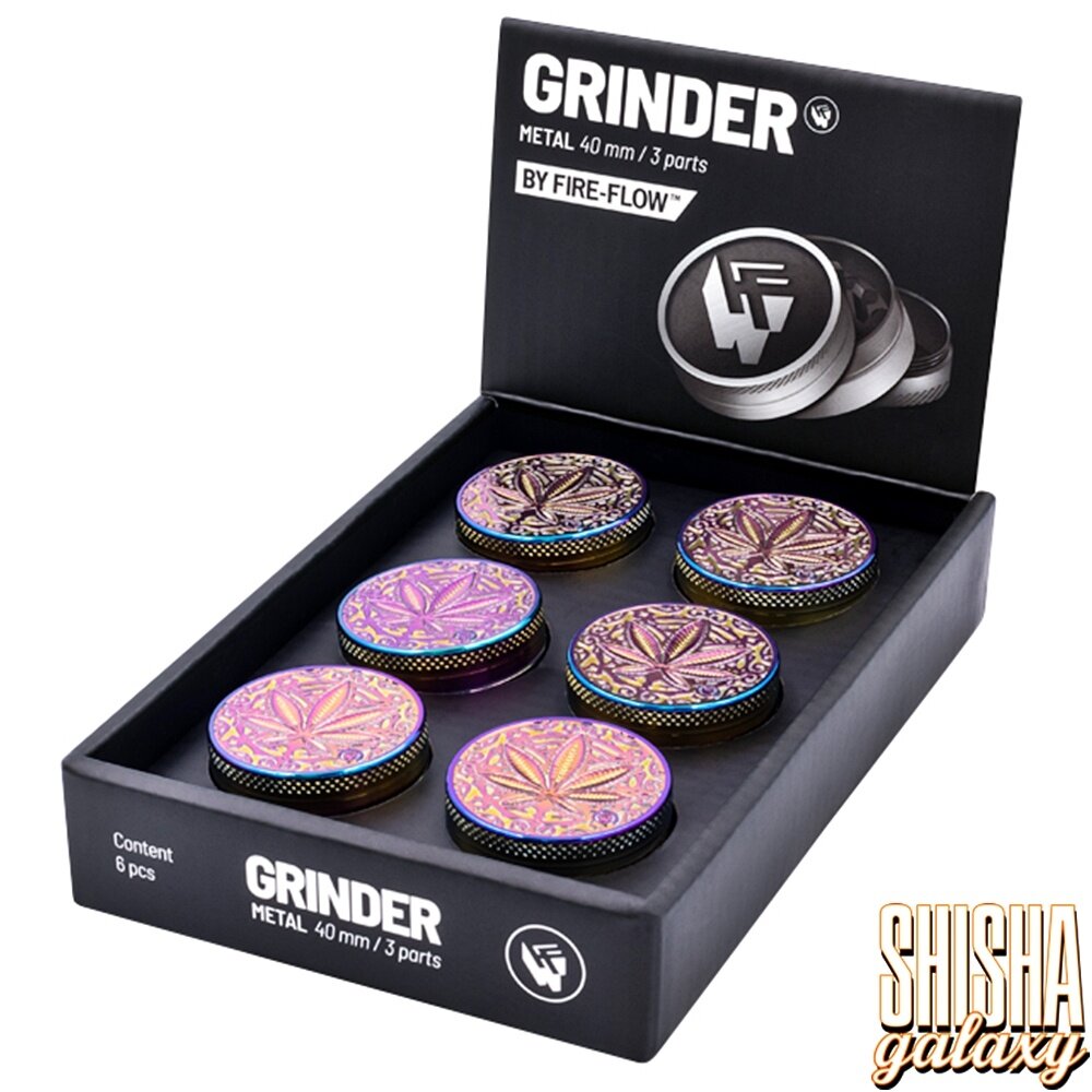 Fire Flow Fire Flow - Metall Grinder - Icy Trance Leaf - Ø 40 mm - 3 Teilig - Rainbow Fire Flow Fire Flow - Metall Grinder - Icy Trance Leaf - Ø 40 mm - 3 Teilig - Rainbow