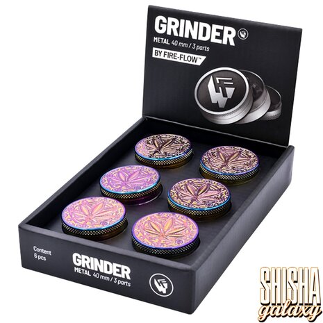 Fire Flow Fire Flow - Metall Grinder - Icy Trance Leaf - Ø 40 mm - 3 Teilig - Rainbow Fire Flow Fire Flow - Metall Grinder - Icy Trance Leaf - Ø 40 mm - 3 Teilig - Rainbow