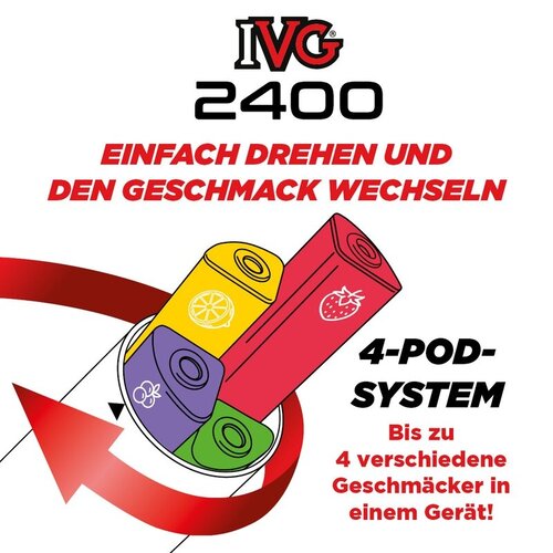 IVG IVG 2400 - Prefilled Pod Kit - Akku 1000 mAh - Black (Wiederaufladbare Mehrweg E-Zigarette) "4 Pod System"