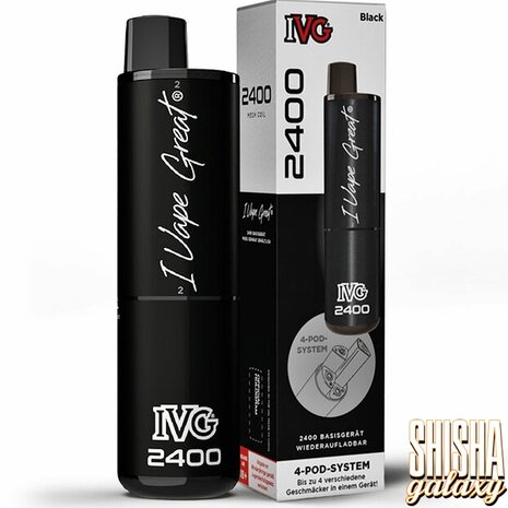 IVG IVG 2400 - Pod Kit - Akku 1000 mAh - Black - 4er Pod-System - E-Zigarette IVG IVG 2400 - Pod Kit - Akku 1000 mAh - Black - 4er Pod-System - E-Zigarette