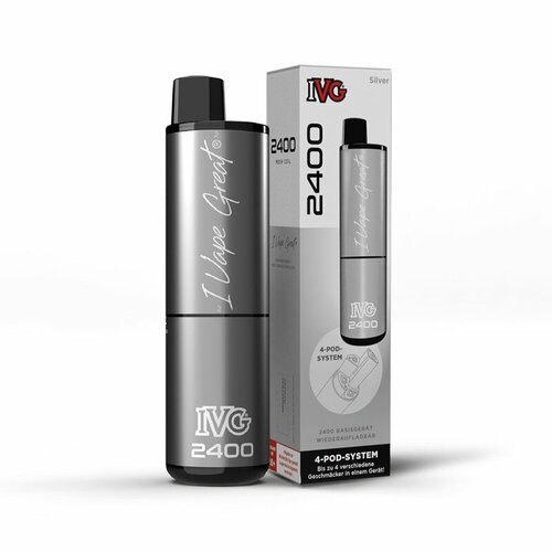 IVG IVG 2400 - Prefilled Pod Kit - Akku 1000 mAh - Silver (Wiederaufladbare Mehrweg E-Zigarette) "4 Pod System"