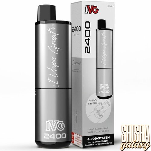 IVG IVG 2400 - Prefilled Pod Kit - Akku 1000 mAh - Silver (Wiederaufladbare Mehrweg E-Zigarette) "4 Pod System"