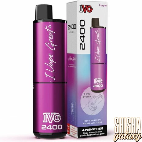 IVG IVG 2400 - Pod Kit - Akku 1000 mAh - Purple - 4er Pod-System - E-Zigarette IVG IVG 2400 - Pod Kit - Akku 1000 mAh - Purple - 4er Pod-System - E-Zigarette