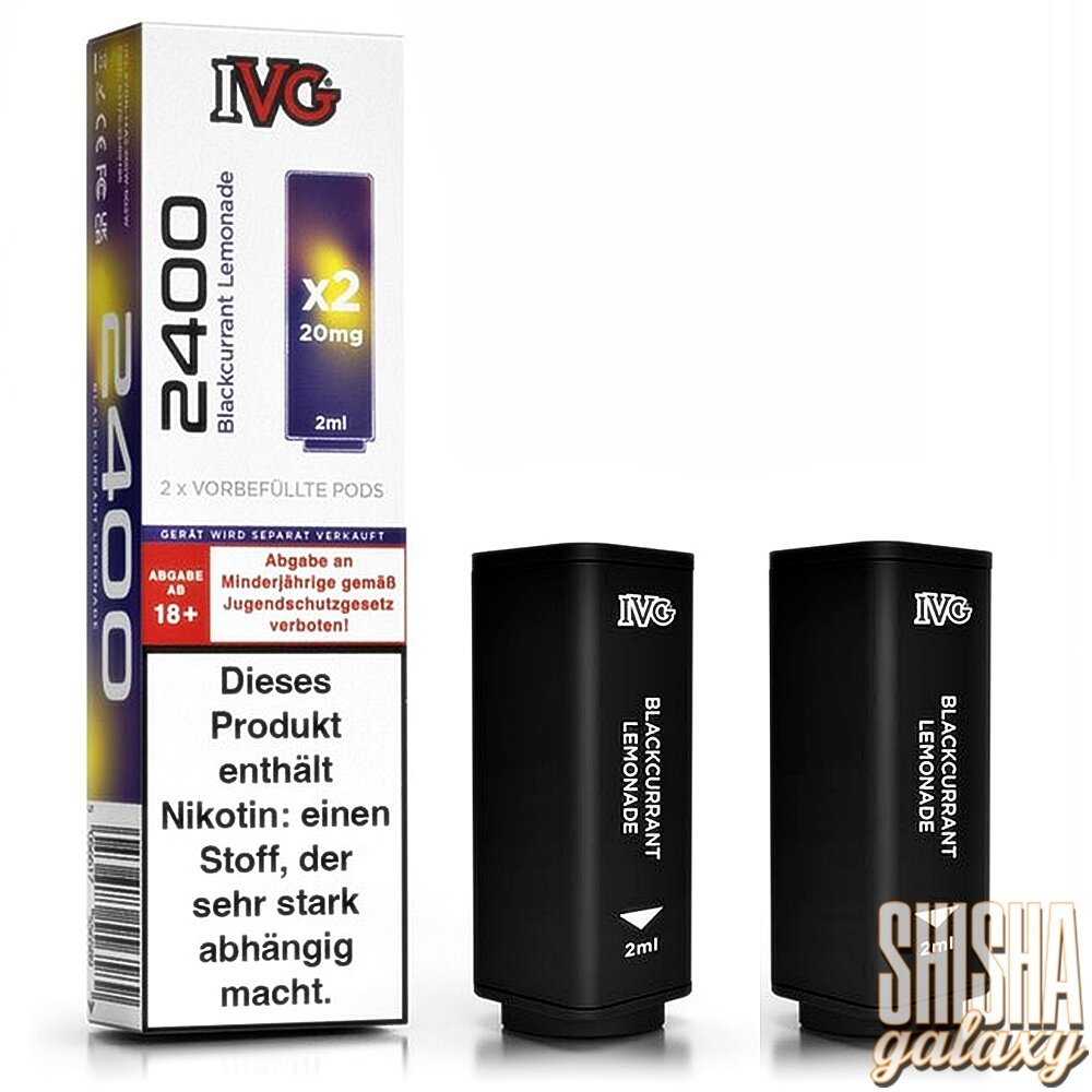 IVG IVG 2400 - Blackcurrant Lemonade - Liquid Pod - 2 ml - Nikotin 20 mg - 2er Pack (4 ml) IVG IVG 2400 - Blackcurrant Lemonade - Liquid Pod - 2 ml - Nikotin 20 mg - 2er Pack (4 ml)