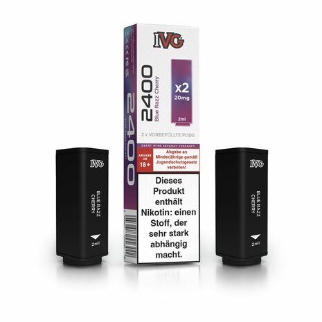 IVG IVG 2400 - Blue Razz Cherry - Liquid Pod - 2 ml - Nikotin 20 mg - 2er Pack (4 ml) IVG IVG 2400 - Blue Razz Cherry - Liquid Pod - 2 ml - Nikotin 20 mg - 2er Pack (4 ml)
