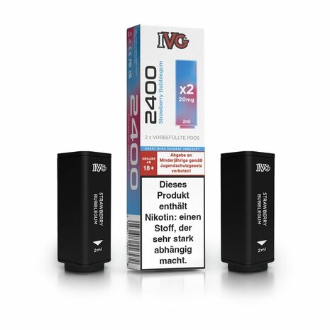 IVG IVG 2400 - Strawberry Bubbelgum - Liquid Pod - 2 ml - Nikotin 20 mg - 2er Pack (4 ml) IVG IVG 2400 - Strawberry Bubbelgum - Liquid Pod - 2 ml - Nikotin 20 mg - 2er Pack (4 ml)