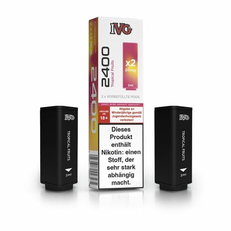 IVG IVG 2400 - Tropical Fruits - Liquid Pod - 2 ml - Nikotin 20 mg - 2er Pack (4 ml) IVG IVG 2400 - Tropical Fruits - Liquid Pod - 2 ml - Nikotin 20 mg - 2er Pack (4 ml)