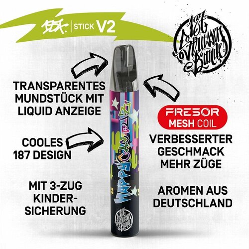 187 Strassenbande 187 Vape V2 - Happy Cactuz - Einweg E-Shisha - 600 Züge / Nikotin 20 mg