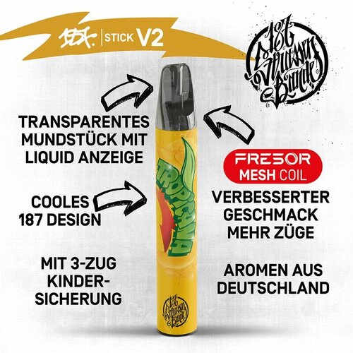 187 Strassenbande 187 Vape V2 - Tropicana - Einweg E-Shisha - 600 Züge / Nikotin 20 mg