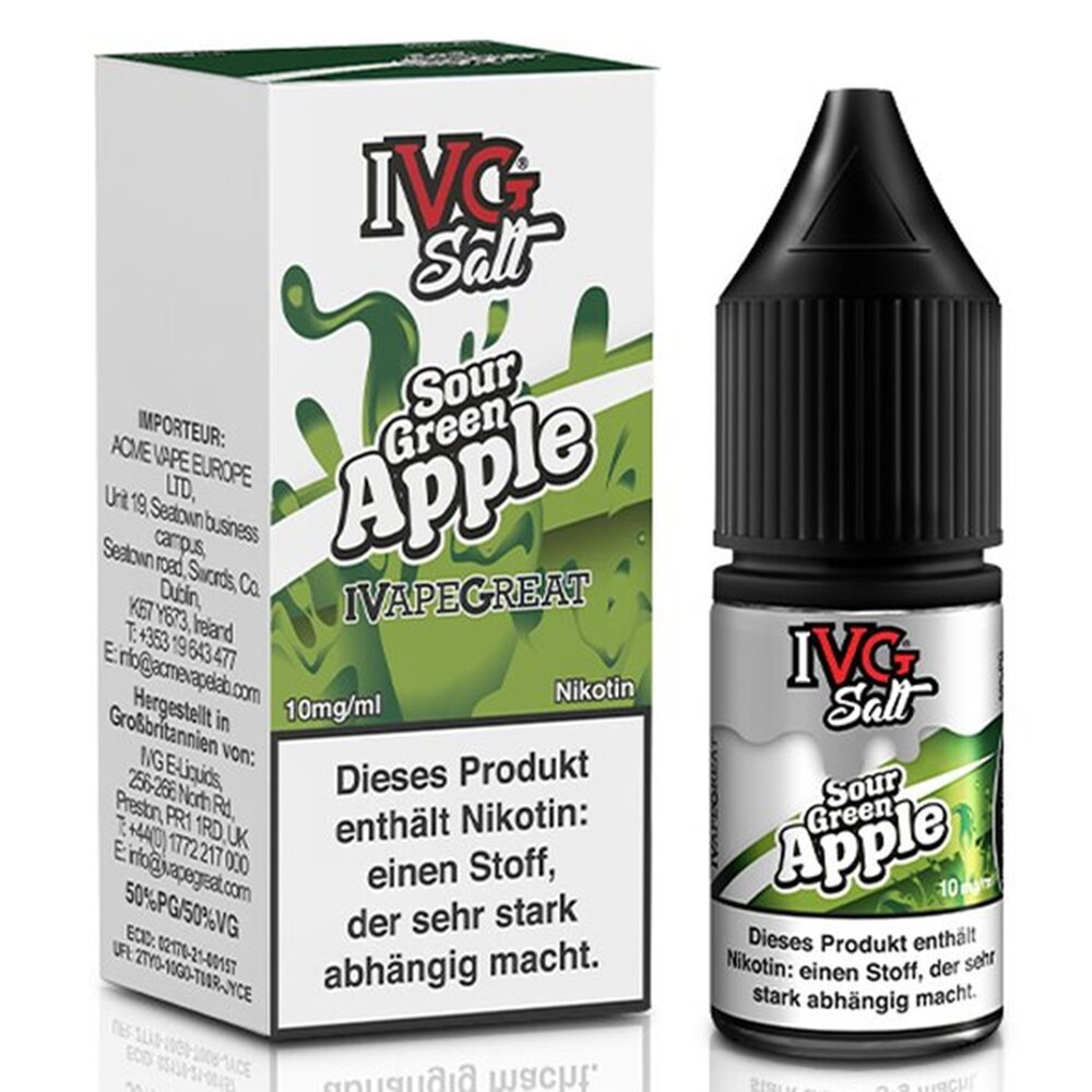 IVG IVG Salt - Sour Green Apple - E-Liquid - Nikotin 10 mg/ml IVG IVG Salt - Sour Green Apple - E-Liquid - Nikotin 10 mg/ml