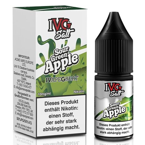 IVG IVG Salt - Sour Green Apple - E-Liquid - Nikotin 10 mg/ml IVG IVG Salt - Sour Green Apple - E-Liquid - Nikotin 10 mg/ml