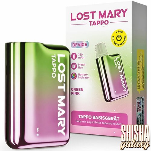 Lost Mary Tappo Lost Mary Tappo by Elfbar - Prefilled Pod Kit - Akku 500 mAh - Green Pink (Wiederaufladbare Mehrweg E-Zigarette)